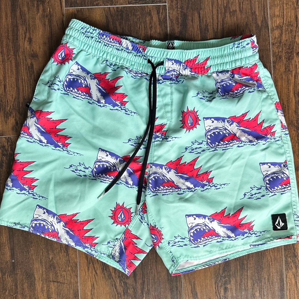 Volcom Men's Shark Print Swim Shorts - Small